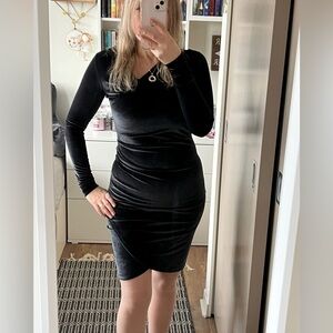 Aritzia Wilfred Free Black V-Neck Bodycon Formal Evening Party Dress Sz XXS, XS